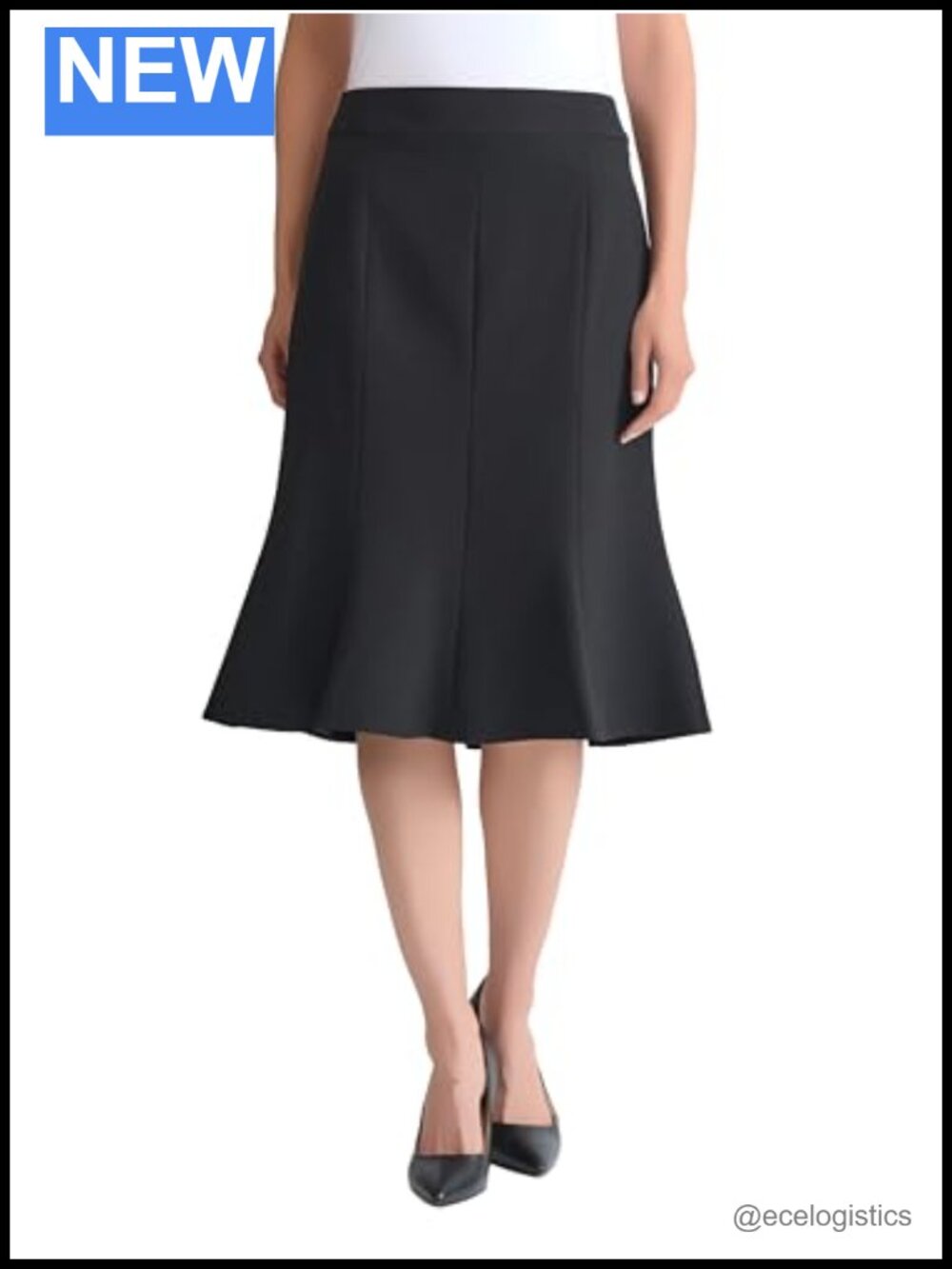 Stretch Crepe Trumpet Skirt Knee-Length Workwear